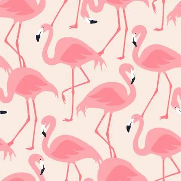 Vector seamless pattern with flamingos Illustrazione stock