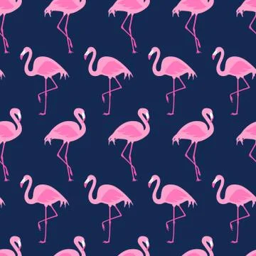 Vector seamless pattern with flamingos Illustrazione stock