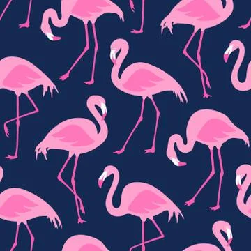 Vector seamless pattern with flamingos Stock Illustration