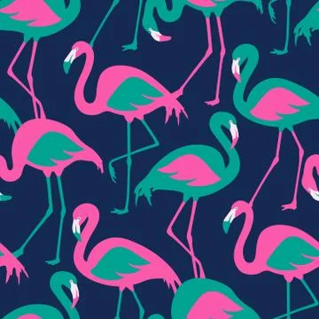 Vector seamless pattern with flamingos Illustrazione stock
