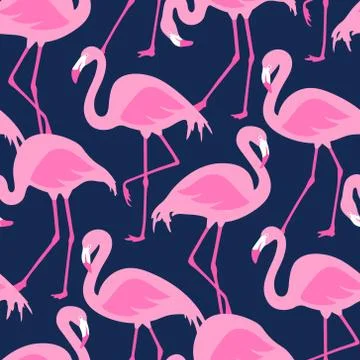Vector seamless pattern with flamingos Illustrazione stock
