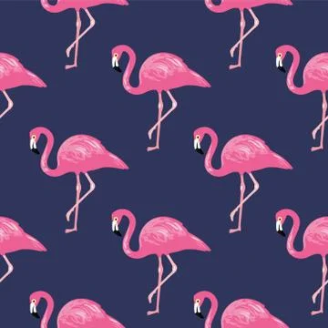 Vector seamless pattern with flamingos Illustrazione stock