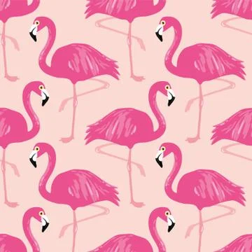 Vector seamless pattern with flamingos Illustrazione stock