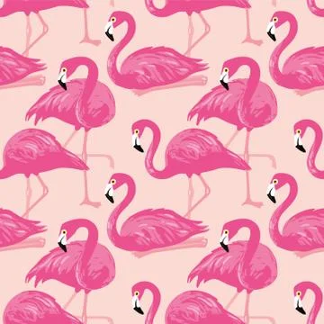 Vector seamless pattern with flamingos Illustrazione stock