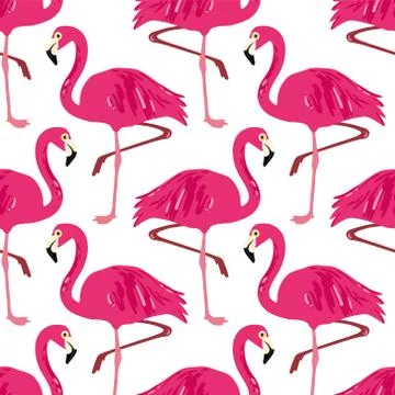 Vector seamless pattern with flamingos Illustrazione stock