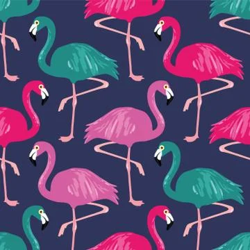 Vector seamless pattern with flamingos Illustrazione stock