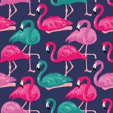 Vector seamless pattern with flamingos 스톡 일러스트