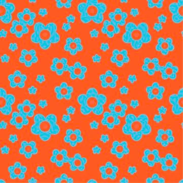 Vector seamless pattern with flat blue flowers. Cute retro vector Illustrazione stock