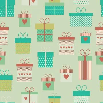 Vector seamless pattern with flat gift boxes Stock Illustration