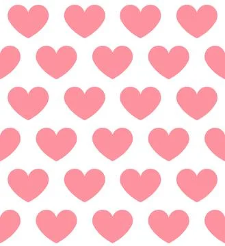 Vector seamless pattern of flat pink hearts Stock Illustration