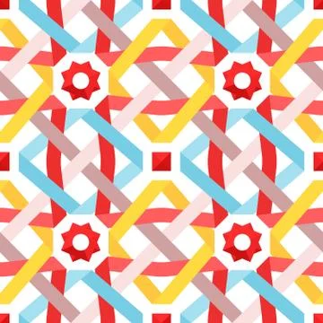 Vector seamless pattern with flat ribbons Stock Illustration
