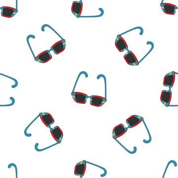 Vector seamless pattern of flat-style striped sunglasses isolated on a white Illustrazione stock