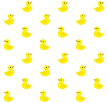 Vector seamless pattern of flat yellow bath duck Stock Illustration