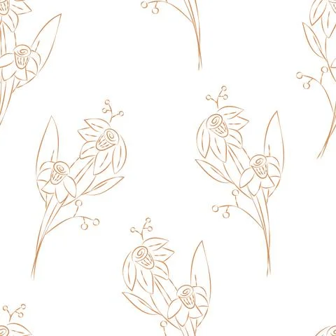 Vector. Seamless pattern. Floral background in doodle style ink. Contour イラスト素材