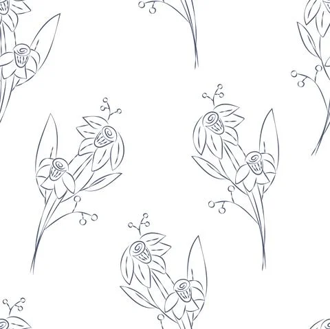 Vector. Seamless pattern. Floral background in doodle style ink. Contour Illustrazione stock