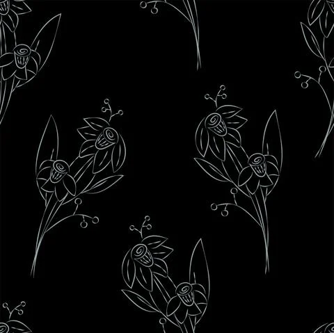 Vector. Seamless pattern. Floral background in doodle style ink. Contour Illustrazione stock