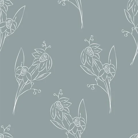 Vector. Seamless pattern. Floral background in doodle style ink. Contour 스톡 일러스트