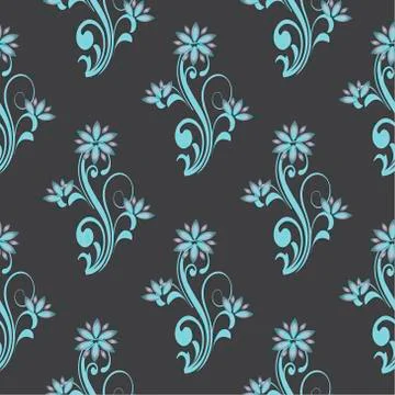 Vector seamless pattern with floral curve decorative ornaments.  Illustrazione stock