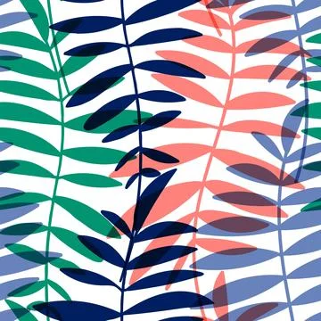 Vector seamless pattern with floral hand drawn elements. Bright color tropi.. Illustrazione stock