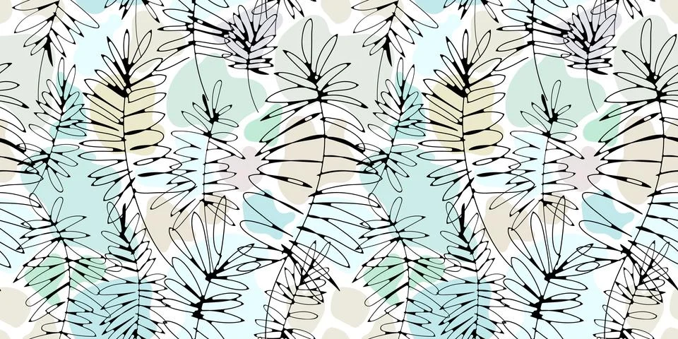 Vector seamless pattern with floral hand drawn elements. Pastel color botan.. Illustrazione stock