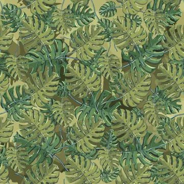 Vector seamless pattern with floral monstera leaf Illustrazione stock