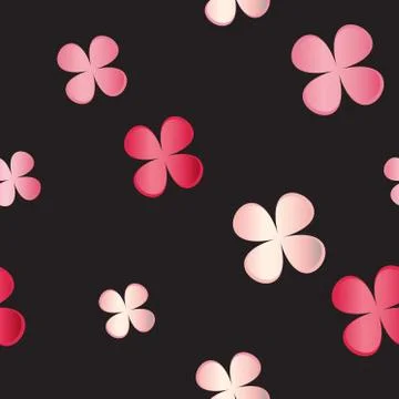 Vector seamless pattern. Floral texture on black background. Simple bright pink Illustrazione stock
