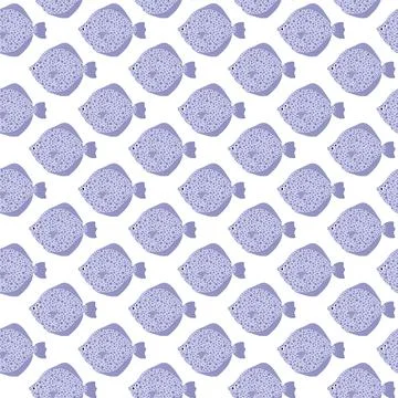Vector seamless pattern with flounder.Underwater cartoon creatures.Marine Stock Illustration