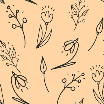 Vector seamless pattern with flowers. Abstract floral texture. Stock Illustration