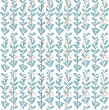 Vector seamless pattern with flowers and plants. イラスト素材