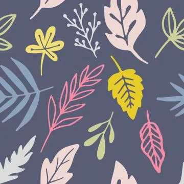 Vector seamless pattern with flowers and plants. Stock Illustration