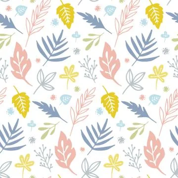 Vector seamless pattern with flowers and plants. Stock Illustration