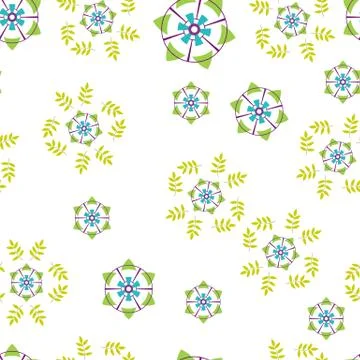 Vector seamless pattern of flowers and leaves on a white background. Stock Illustration