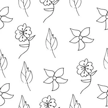 Vector seamless pattern with flowers and leaves. Summer print Stock Illustration