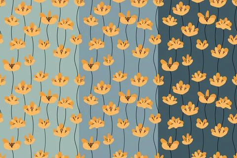 Vector seamless pattern flowers and plants Stock Illustration