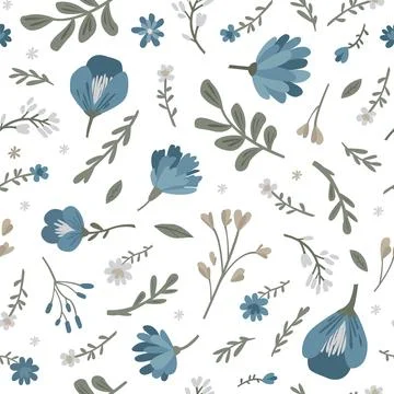 Vector seamless pattern of flowers and leaves. Simple modern illustration for Illustrazione stock