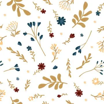 Vector seamless pattern of flowers and leaves. Simple modern illustration for Illustrazione stock
