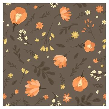 Vector seamless pattern of flowers and leaves. Simple modern illustration for Illustrazione stock