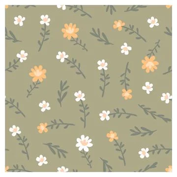 Vector seamless pattern of flowers and leaves. Simple modern illustration for Illustrazione stock