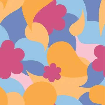 Vector seamless pattern with flowers and  leaves in pastel colors. Stock Illustration