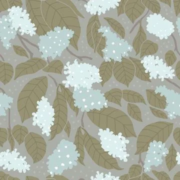 Vector seamless pattern of flowers and leaves. Simple modern flat illustratio Illustrazione stock