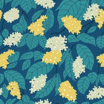 Vector seamless pattern of flowers and leaves. Simple modern illustration for Stockillustratie