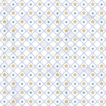 Vector seamless pattern of flowers on a checkered paper Stock Illustration