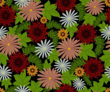 Vector seamless pattern with flowers. EPS10 vector illustration Stock Illustration