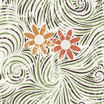 Vector seamless pattern of flowers in the grass Illustrazione stock