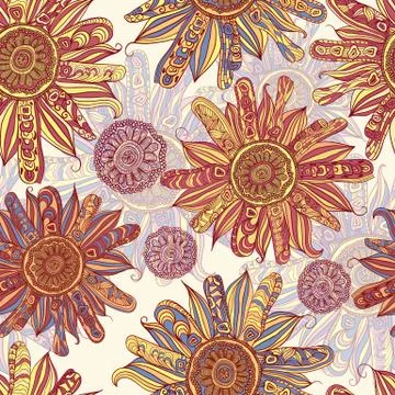 Vector seamless pattern with flowers Stock Illustration