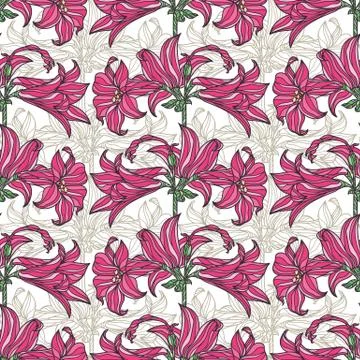 Vector seamless pattern with flowers. Stock Illustration