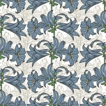 Vector seamless pattern with flowers. Stock Illustration