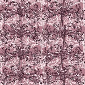 Vector seamless pattern with flowers. Stock Illustration