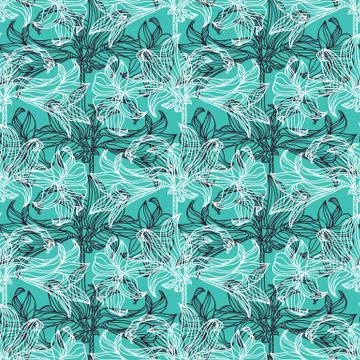 Vector seamless pattern with flowers. Stock Illustration