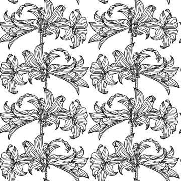 Vector seamless pattern with flowers. Stock Illustration